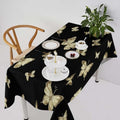 Golden Butterfly Tablecloth, Vintage Luxury Yellow Golden Butterflies Print Table Cloth for Kitchen Dining Coffee Table Outdoor Party Decor 55x75in