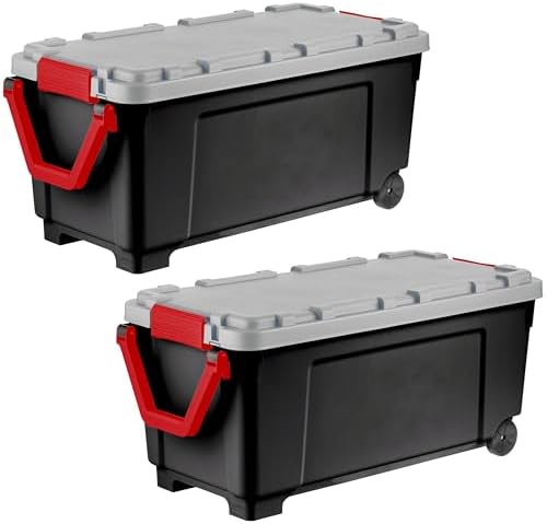 IRIS USA 2-Pack 43 Gallon Lockable Storage Trunk TrailBox, Dark Gray/Gray