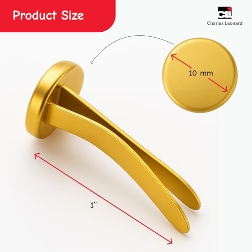 Charles Leonard Fastener, Brass Plated, 1 Inch Shank, Round 10 MM (4R-BP)