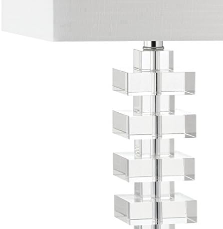 JONATHAN Y June 28" Geometric Stacked Crystal Table Lamp, Clear