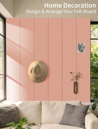 48" x 24" Cork Board Alternative, 8 Pack Felt Bulletin Board Tiles with 30 Adhesive Tabs Wall Push Pin Board for Office Classroom Bedroom Decor