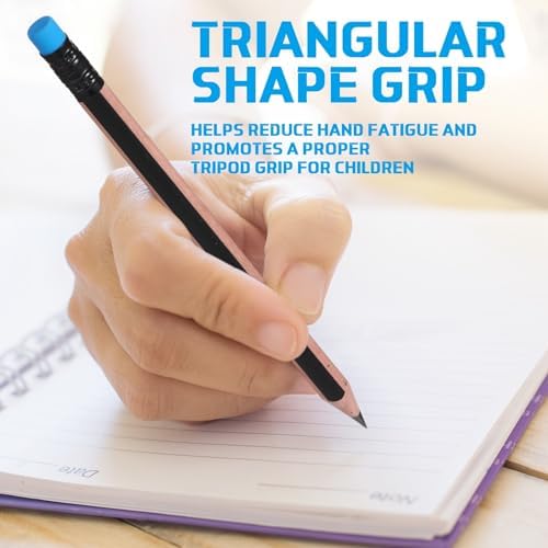 Seajan 48 Pcs 6b Jumbo Pencils, Big, Fat, Thick, Triangular Grip 7 Inch Large Pencils Refill with Eraser for Beginners Office Christmas Gifts(Black)