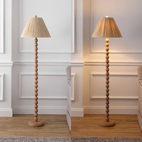 JONATHAN Y Wren Modern Rustic Bobbin Floor Lamp 61.5", Brown Wood Finish