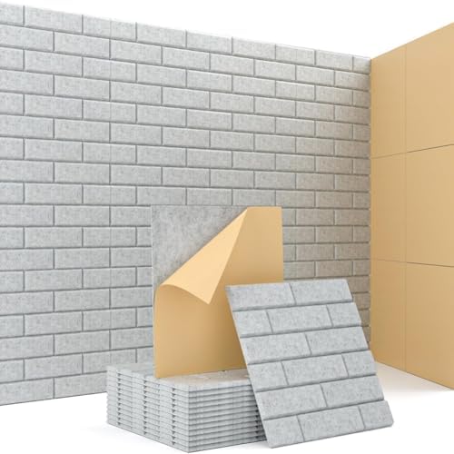 Large Self-Adhesive Cork Board,Set of 12 Soundproof Wall Tiles,Felt Wall Cushion for Home,Studio,Recording Room,Office,Acoustic Treatment (Grey)