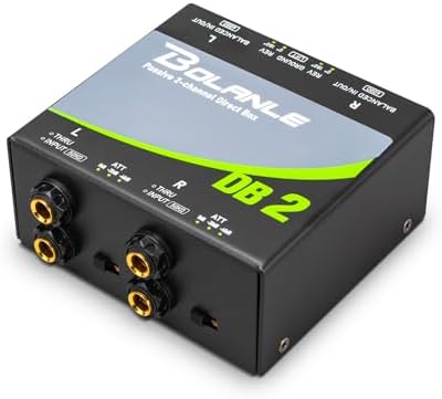 Bolanle DB2 Passive 2-Channel DI Box, Reamp Hum Eliminator XLR Stereo