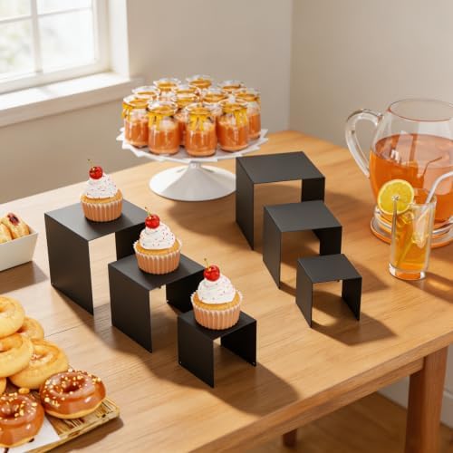 Display Stand & Risers, 6 Pcs Set Metal Rectangular Cupcake Stands