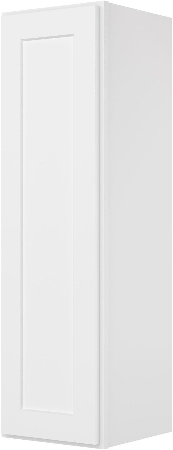 Furinno Shaker 4-Tier Wall Kitchen Cabinet, 1-Door, White | 12 D x 12 W x 42 H, Adjustable Hinges, Soft-Close Shaker-Style Door, Ready to Assemble, Plywood, for Pantry, Dining Room