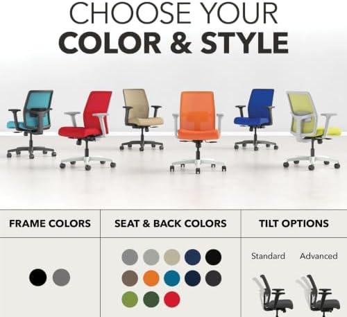 HON Ignition 2.0 Low Back Ergonomic Office Chair, Desk Chair, Frost
