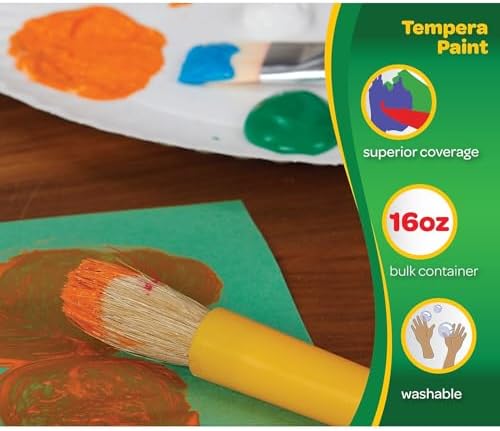 Crayola Premier Tempera Paint For Kids - Black (16oz), Kids Classroom Supplies, Great For Arts & Crafts, Non Toxic, Easy Squeeze Bottle