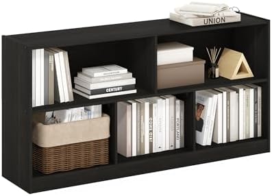 Furinno DALY Book Shelf, 5-Cube Bookshelf, Horizontal Cube Storage Organizer Bookcase, 10.9 x 47.2 x 23.6, for Living Room, Bedroom, Home Office, Espresso