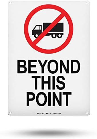 TRADESAFE No Trucks Beyond This Point Sign, No Trucks Allowed Sign, Quick Install, Light Reflective, UV-Resistant, Waterproof, 10” X 14” Aluminum Signs for Business
