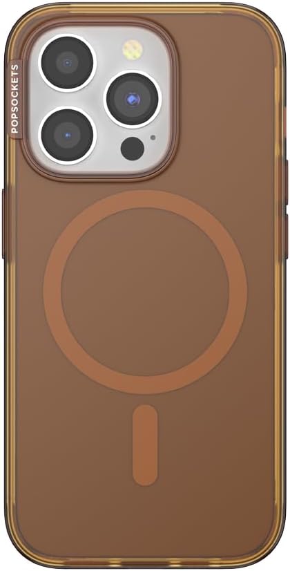 PopSockets iPhone 15 Pro Phone Case with MagSafe, Wireless Charging Compatible, Neutral - Amber