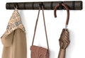 Umbra Flip Coat Rack, Wall Mount 8-Hook, Space Saving, Walnut/Black
