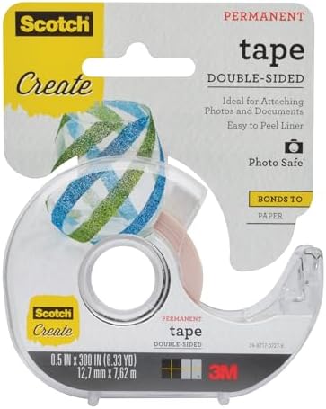 Scotch Create Double Sided Tape for Scrapbooking, Crafts, and School Projects, 1/2 in x 300 in, 1 Roll