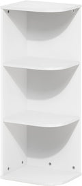 Furinno PASIR Book Shelf, 3-Tier Corner Bookshelf with Open Shelf, Standing Bookcase, 9.3 x 12 x 31.5 for Organization and Storage, for Living Room, Bedroom, Home Office, White