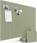 SIOLOC Ribbed Felt Bulletin Board Tiles, 6 Pack Sage Green Cork Board Alternative for Walls, 36 x 24 in Grooved Felt Wall Tiles, Large Pin Board for Home Office Classroom Dorm Decor