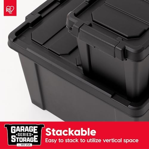 IRIS USA 6-Pack 5 Gal Heavy Duty Lockable Storage Totes with lids, Black