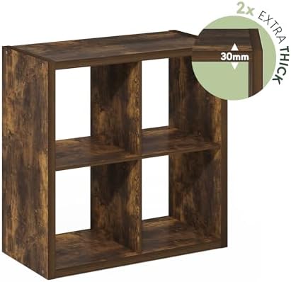 Furinno Cubicle Book Shelf Set of 2, 4-Cube Bookshelf, Amber Pine