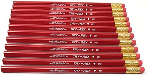 Try-Rex Jumbo Triangular Training Pencils with Eraser, Pack of 24, with Bonus Pencil Sharpener