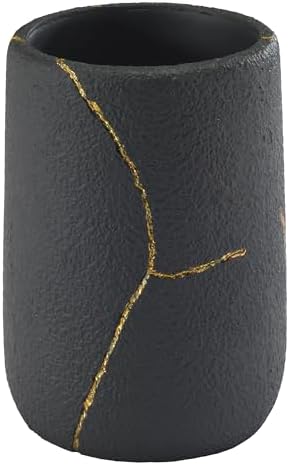 Nicole Miller - Tumbler, Resin Countertop Accessories, Dorm Room Essentials (Sydney Collection, Black/Gold)
