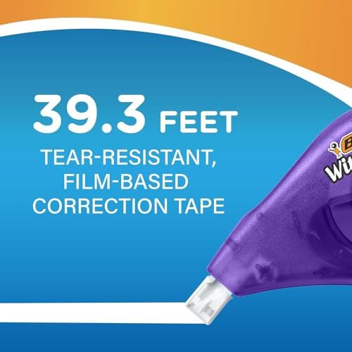 BIC White Out Tape - Clear Dispenser EZ Correct - 39.3 Feet Each - 7 Pack | Tear Resistant Correction Tape