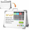 Dry Erase Board 16x12 Double Sided Magnetic Small Whiteboard with Stand