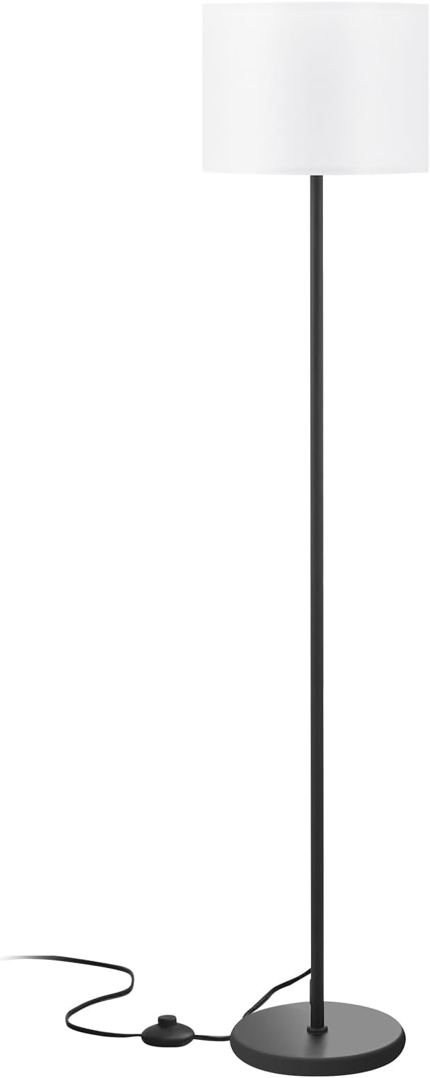 Modern Floor Lamp Simple Design with White Shade & Foot Pedal Switch | 60" Black Floor Lamp(Without Bulb), Tall Lamps for Living Room Bedroom Office Dining Room Kitchen