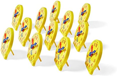 hand2mind Mini Geared Clock, Telling Time Teaching Clock, Analog Learning Clock for Kids, Learning to Tell Time, Teaching Classroom (Set of 12)