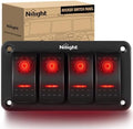 Nilight 4 Gang Rocker Switch Panel SPST On Off 5PIN Electrical Toggle Red