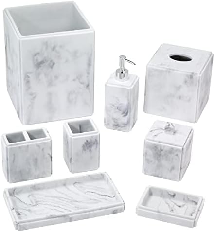 Avanti Linens - Wastebasket, Decorative Trash Can, Marble Inspired Home Decor (Catania Collection)