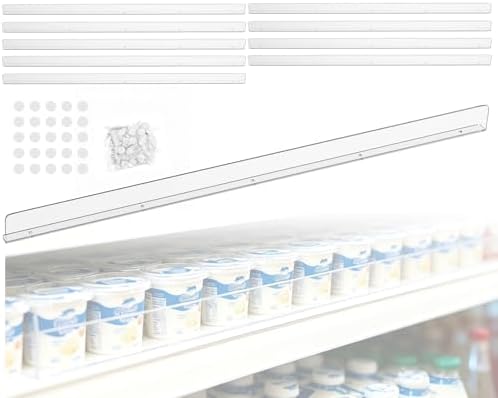 Nalwort 10 Pcs Retail Gondola Shelving Front Fence, Clear PET Shelf Fence with 1/4" Holes and Screws, Front Lips Barrier for Retail Store Display Rack, 3" H x 48" L