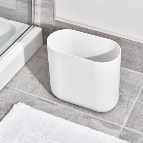 iDesign Small Slim Plastic Bathroom Trash Can, 2-Pack, White