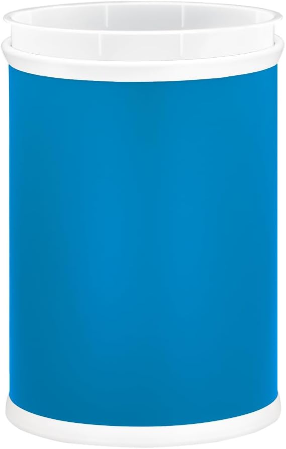 Kraftware Rainbow Oval Wastebasket with Plastic Liner, Adding Color to The Bathroom and All Other Rooms in The Home or Entertainment Space, 13 Quart Capacity, 2 Piece Set, Process Blue