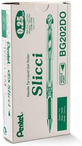 Pentel Arts Slicci 0.25 mm Extra Fine Gel Pen, Green Ink, Box of 12 (BG202-D)
