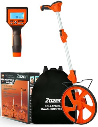 Zozen Measuring Wheel Digital Display, Imperial/Metric,12.5” Orange Roller
