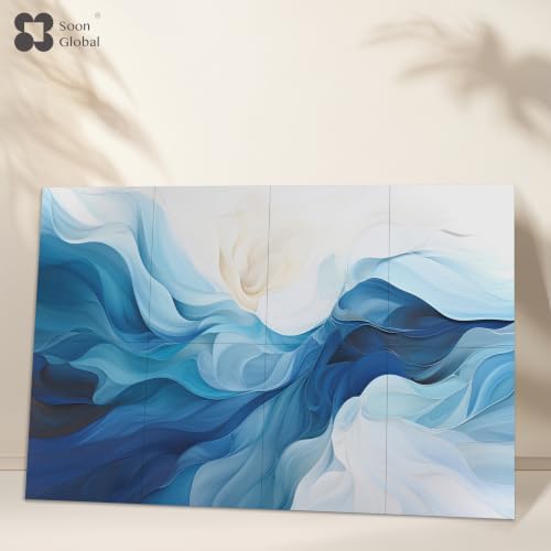 Soon Global 8-Pack Acoustic Panels, Soundproof Wall Panels, 48 X 32 Inches Sound Absorbing Panels, Decorative Acoustical Wall Panels, Acoustic Treatment for Recording Studio, Harmony in Azure