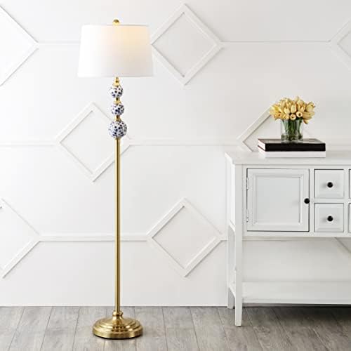JONATHAN Y Tavira Classic Ceramic Floor Lamp 62.5" Metal, Brass Gold/Blue