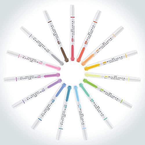 Zebra Pen Mildliner Double-Ended Highlighter Set, Broad and Fine Point Tips, Ideal for Bible Highlighting, No Bleed, 30 Pastel and Neutral ink Colors, Pack of 30