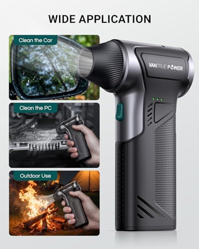 VANTRUE POWER T150 Compressed Air Duster, Mini Blower, Handheld, Cordless