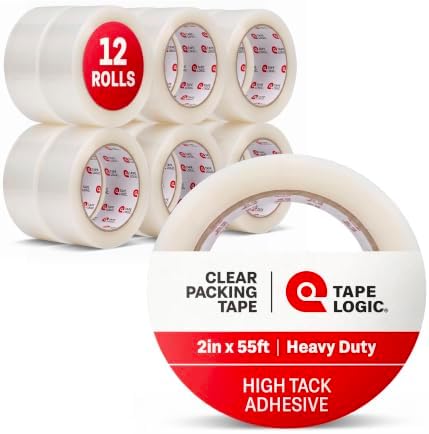 Tape Logic Packing Tape (12-Rolls), 2" x 55 yd - Heavy Duty Packaging Tape Refill for Shipping, Moving, Order Fulfillment, Hot Melt 1.6 Mil