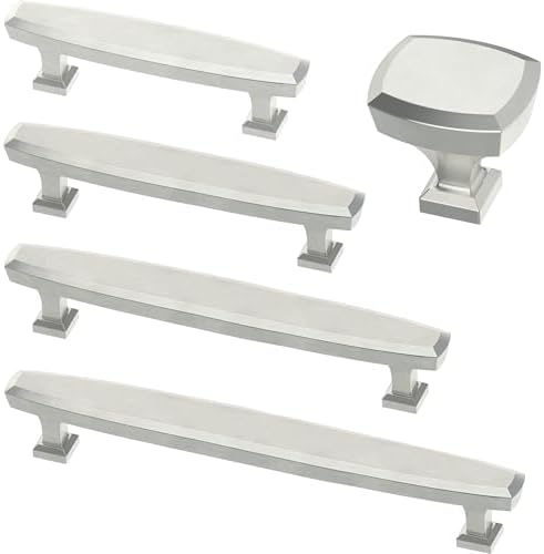 Franklin Brass 10 Pack Brushed Nickel Cabinet Handles 3-3/4 inch (96mm) Kitchen Cabinet Handles and Drawer Pulls for Cupboards and Dressers |Beveled