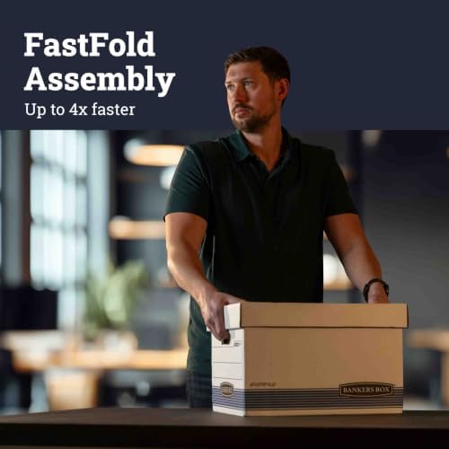 Bankers Box 30-Pack Medium-Duty File Storage Boxes, Letter/Legal, FastFold | Speed through filing with FastFold setup, sturdy stacking, reinforced handles, and dependable document protection.