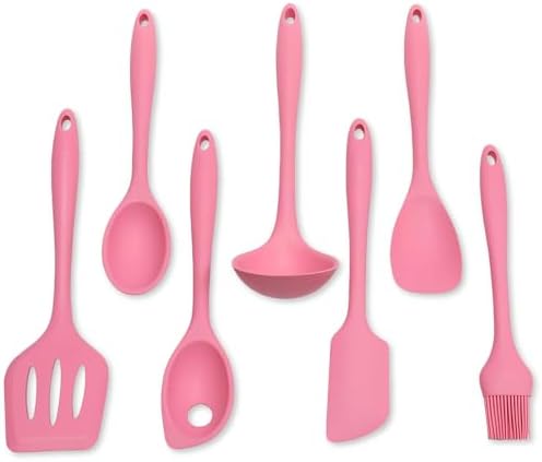 Chef Craft - Premium Silicone Kitchen Tools and Utensils Set, Non-Scratch, Withstands Temperatures up to 450°F, BPA-Free, 7 Piece Cooking Utensils Set, Pink