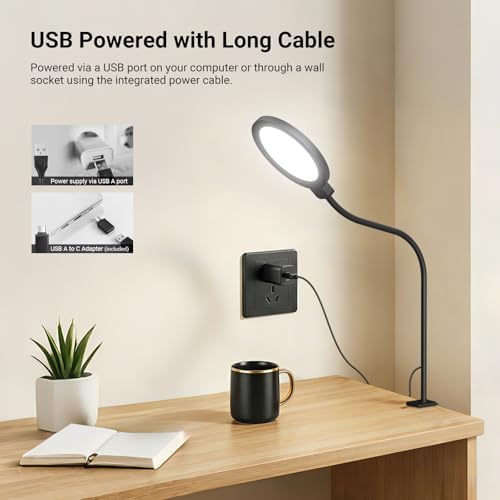 NEEWER Entry Level Version 5" Edge Lit Streaming Light with Desk Clamp Stand, 10W Bi Color Full Screen LED Ring Light CRI80+, Computer Laptop Webcam Zoom Call Video Conference Recording Lighting, N32