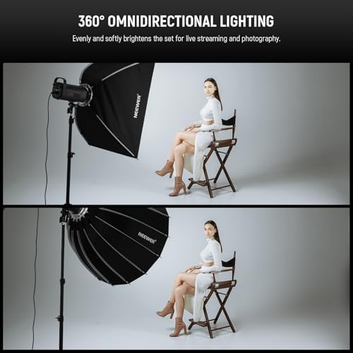 NEEWER BASICS Parabolic Softbox Bowens Mount, 35.4" Quick Release Soft Box Light Diffuser/Grid/Bag Compatible with Godox Compatible with Aputure 600d Studio Photography Video Recording Lighting, NS38P