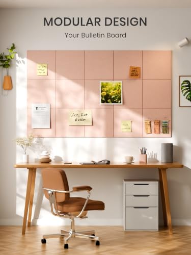 Bumusty 36"x 24" Large Felt Bulletin Board Tiles, Pink
