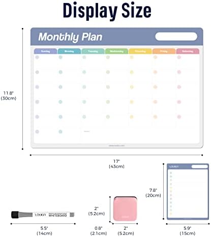 loukin Static Cling Dry Erase Calendar 3 Pack, Monthly Planner & Checklist