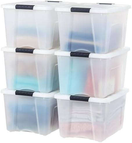 IRIS USA 6-Pack 40 Quart Storage Bins with Lids, Pearl