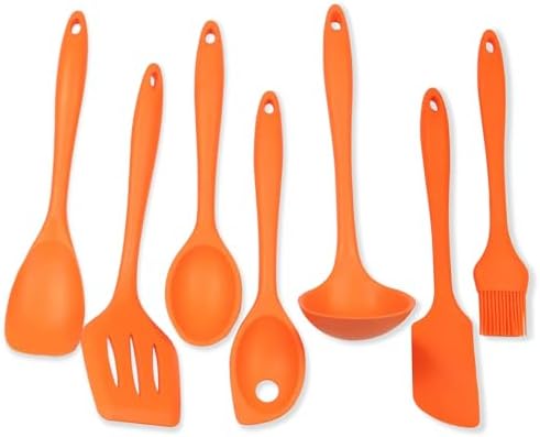 Chef Craft 7 Piece Silicone Kitchen Tool and Utensil Set, Orange (42078)