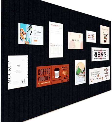 Large Felt Wall Tiles Cork Boards for Office Cubicle, 35"x23.6" Felt Bulletin Board Tiles Pin Board for Walls Home Decor, Noise Reduction Boards Panels for Photos Memos, 6-Pack, Black